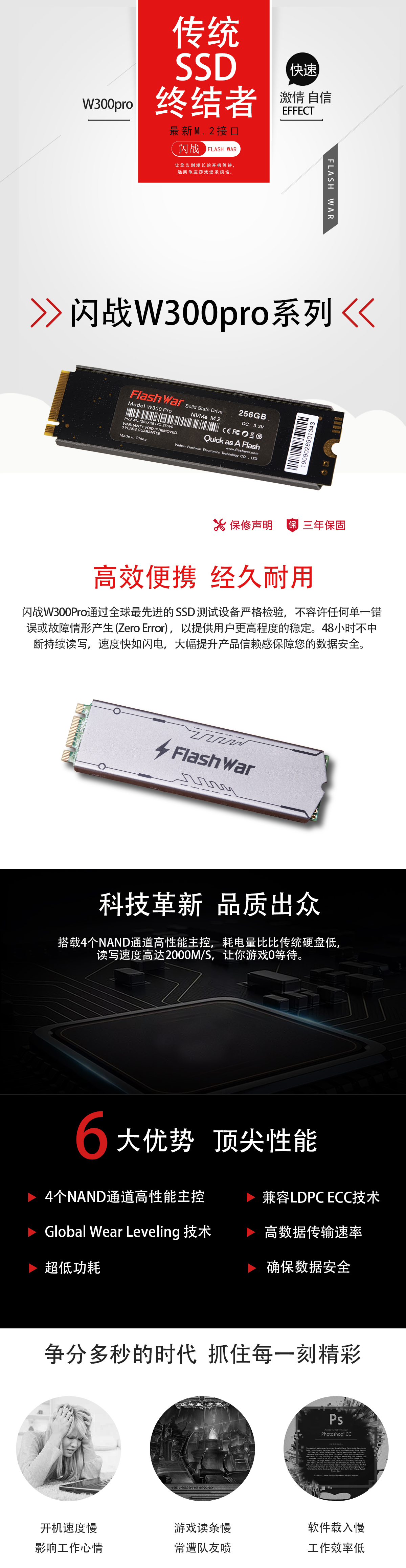 FlashWar闪战W300pro固态硬盘，最新M.2接口
